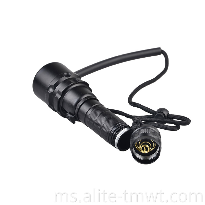 Compact Portable Underwater 80m Lampu Lampu Kalis Air XML T6 LED Scuba Diving Torch Light With 18650 Battery